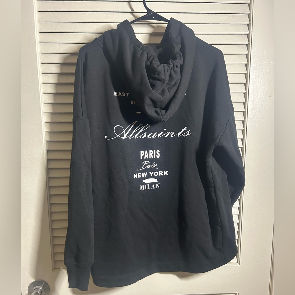 All Saints Black Logo Hoodie Size Small - Picture 3 of 3